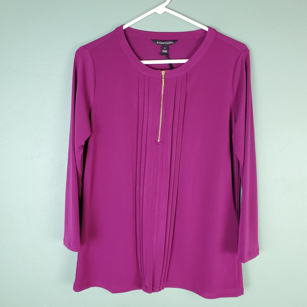41 Hawthorn Pleated Zippered Blouse Size Medium